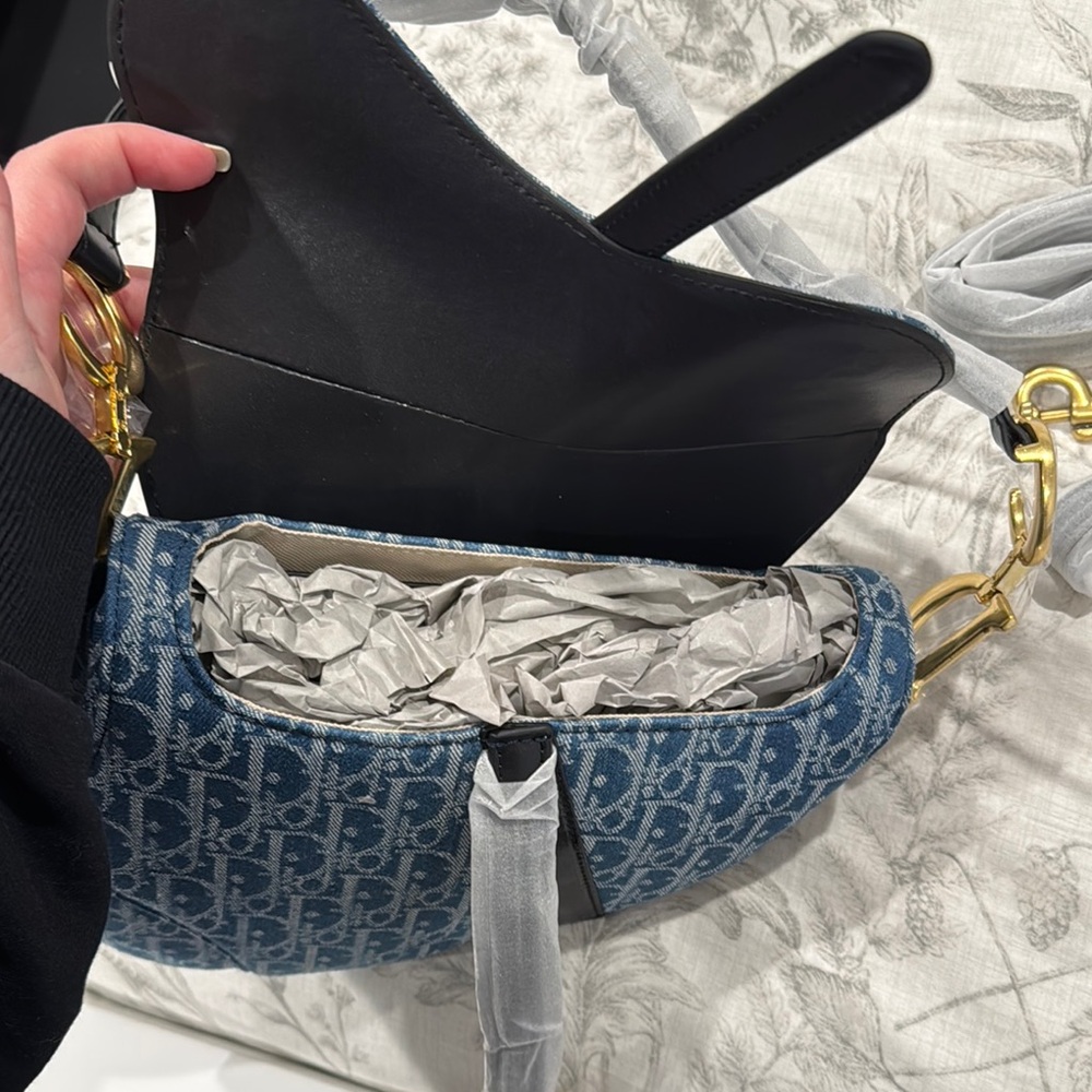 Dior Style Blue and Gray Shoulder Bag - Picture 4 of 8